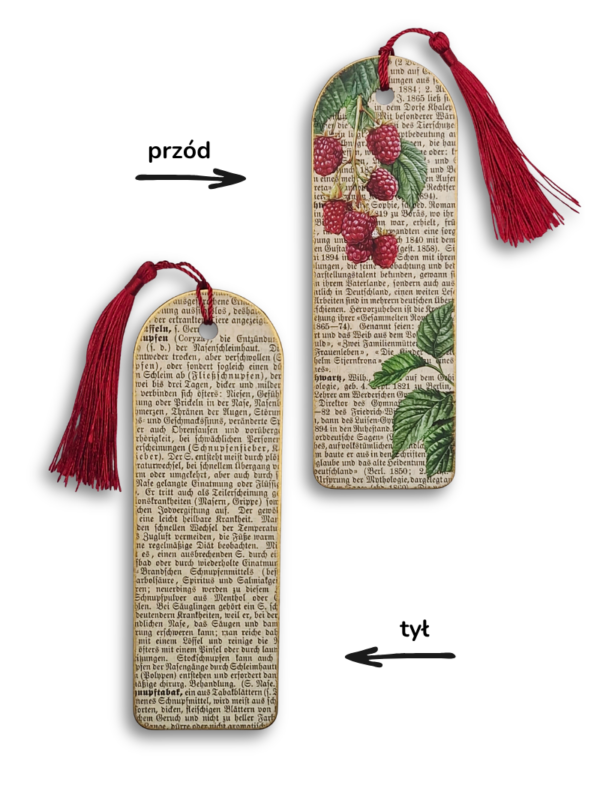 zakładka do książki hand made maliny