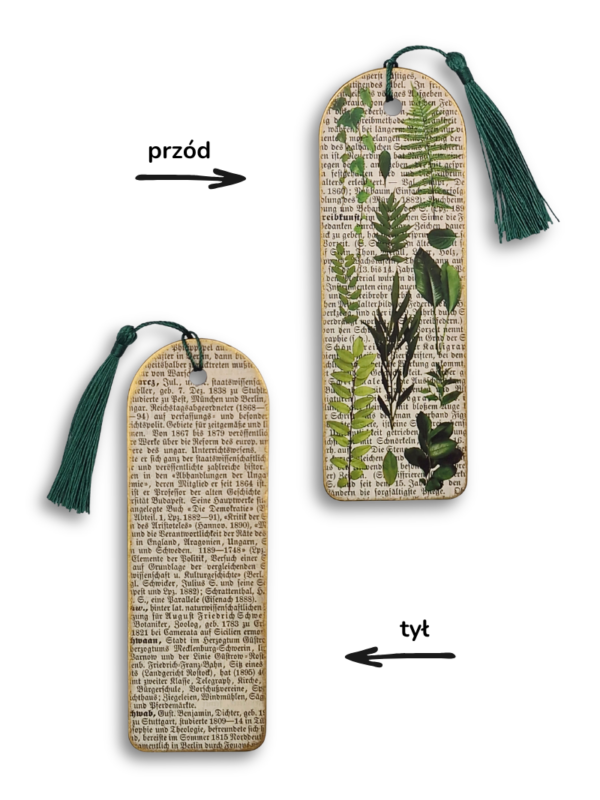 zakładka do książki drewniana botaniczna na prezent dla miłośników roślin i motywów botanicznych