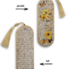 zakładka vintage do książki z motywem starej książki i żółych kwiatów z motylem handmade
