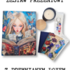 zestaw prezentowy dla fanki alicji w krainie czarów i książek, ze świecą sojową, breloczkiem, zakładkami i notesikiem