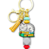 breloczek do kluczy do torebki bag charm z kotem i książkami