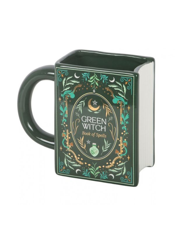 kubek_w_kształcie_książki_wiedźma_01 zielony kubek w kształcie książki green witch zielona wiedźma
